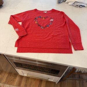 Sundance Red Floral Heart Sweater